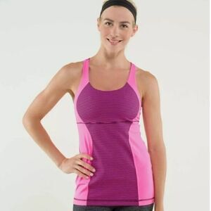 Lululemon Energy Hyper Light Stripe Raspberry Pink Tank Top